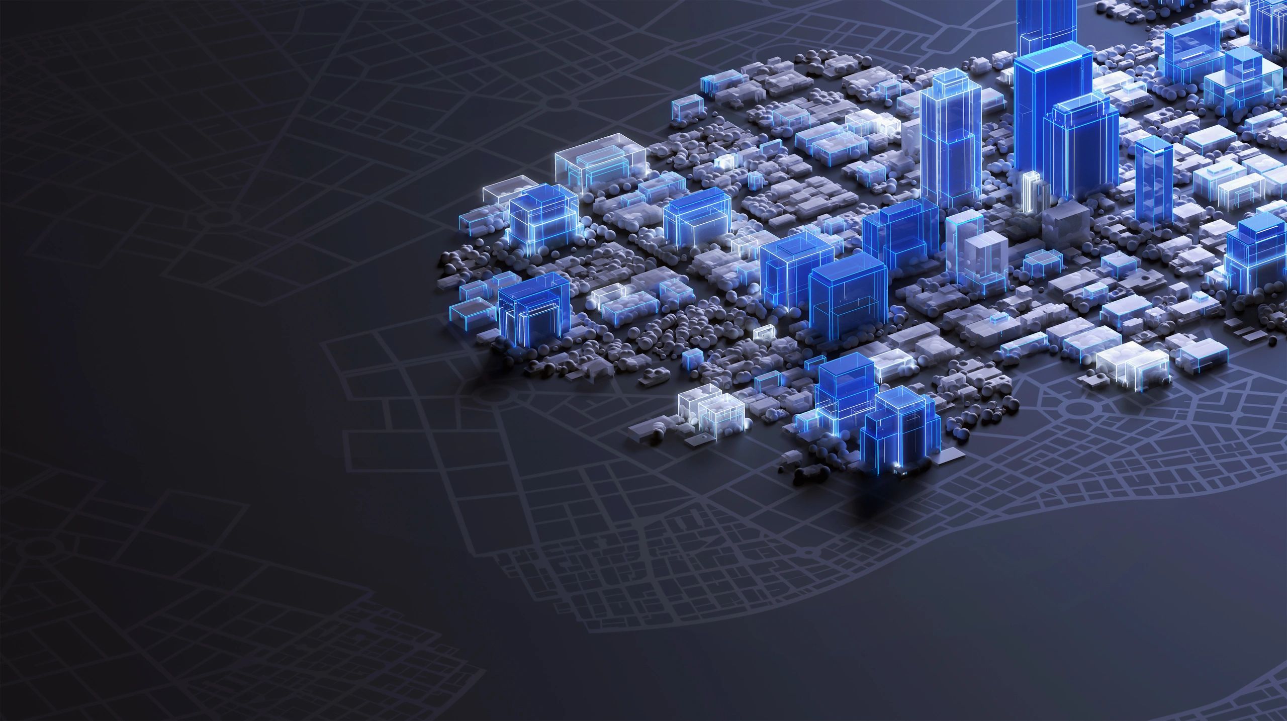 Digital infrastructure visualisation with illuminated city network
