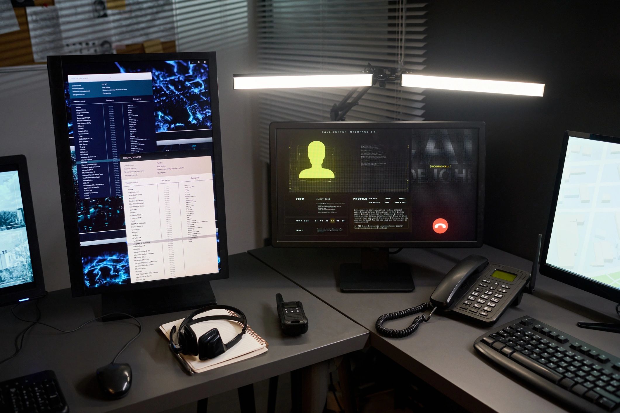 Operations workstation displaying monitoring data